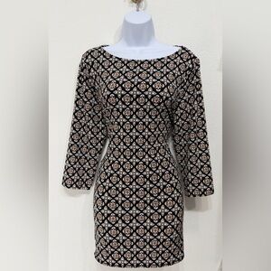 JM Collection Black and White Patterned blouse Size M